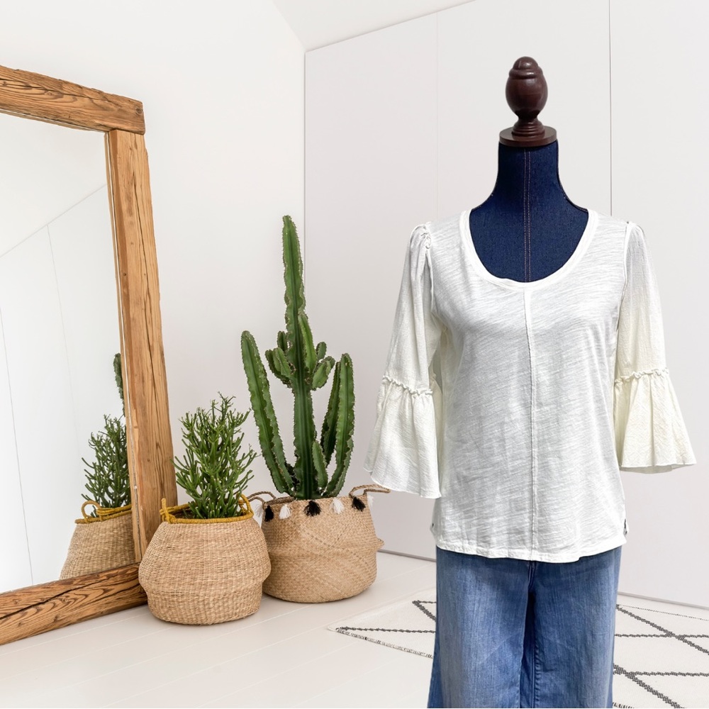 Bordeaux Front Seam Bell Sleeve Cotton Blouse